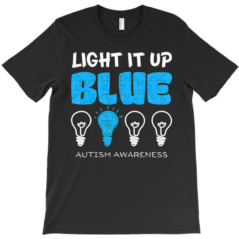 Light It Up Blue Autism Awareness Ribbon Puzzle Pieces T-shirt | Artistshot