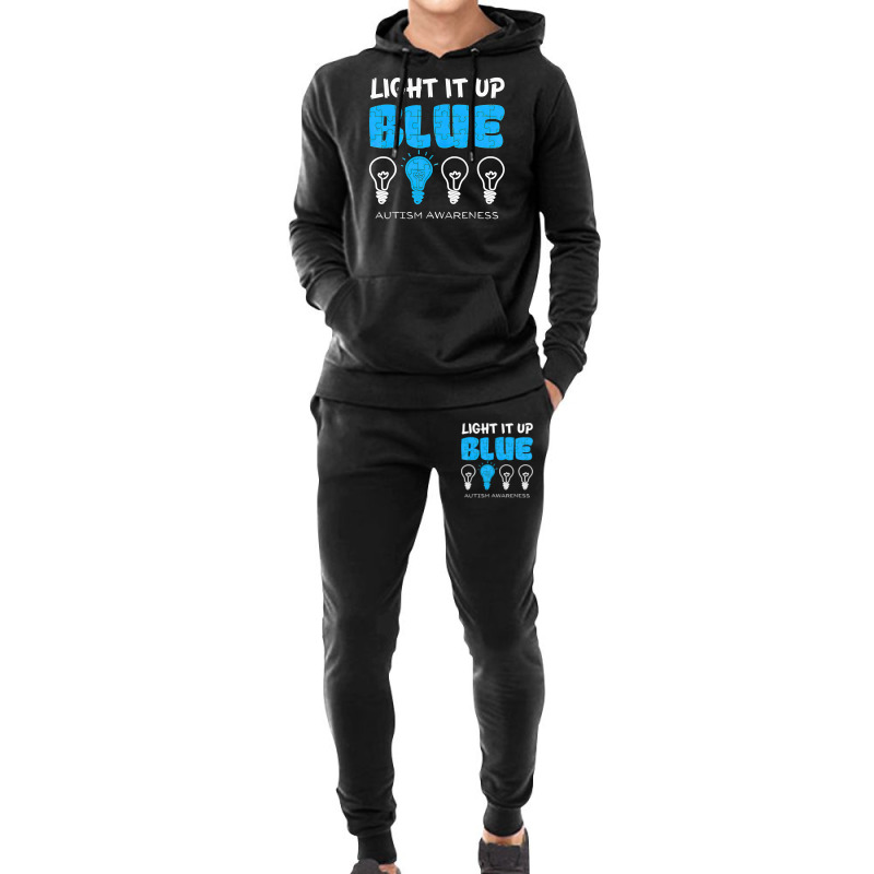 Light It Up Blue Autism Awareness Ribbon Puzzle Pieces Hoodie & Jogger Set | Artistshot