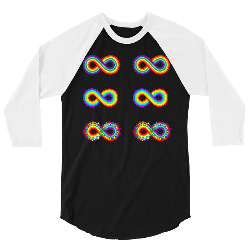 Rainbow Infinity Symbol Neurodiversity Pride Rainbow Autism 3/4 Sleeve Shirt by LeiThompson | Artistshot