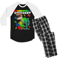 Rawrsomely Different Dinosaur Autism Awareness Puzzle Men's 3/4 Sleeve Pajama Set | Artistshot