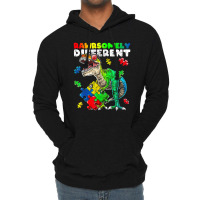 Rawrsomely Different Dinosaur Autism Awareness Puzzle Lightweight Hoodie | Artistshot