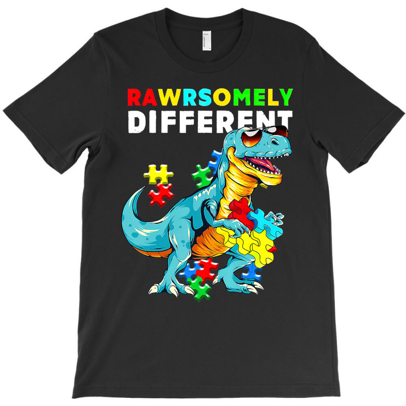 Rawrsomely Different Dinosaur Dino Autism Awareness T-Shirt by LeiThompson | Artistshot