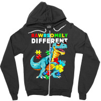 Rawrsomely Different Dinosaur Dino Autism Awareness Zipper Hoodie | Artistshot