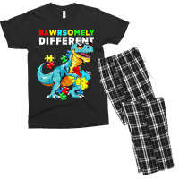 Rawrsomely Different Dinosaur Dino Autism Awareness Men's T-shirt Pajama Set | Artistshot