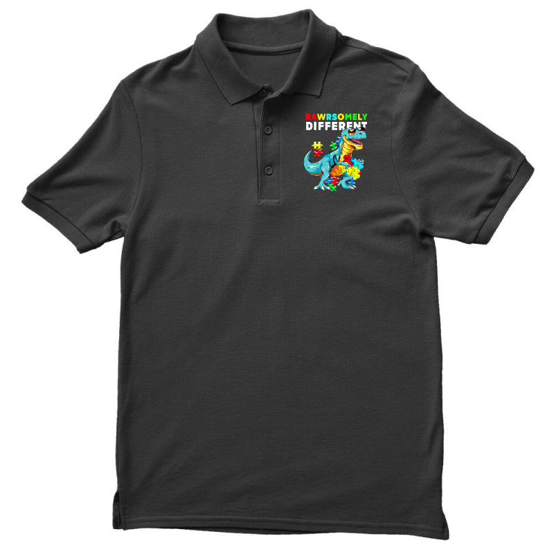 Rawrsomely Different Dinosaur Dino Autism Awareness Men's Polo Shirt by LeiThompson | Artistshot