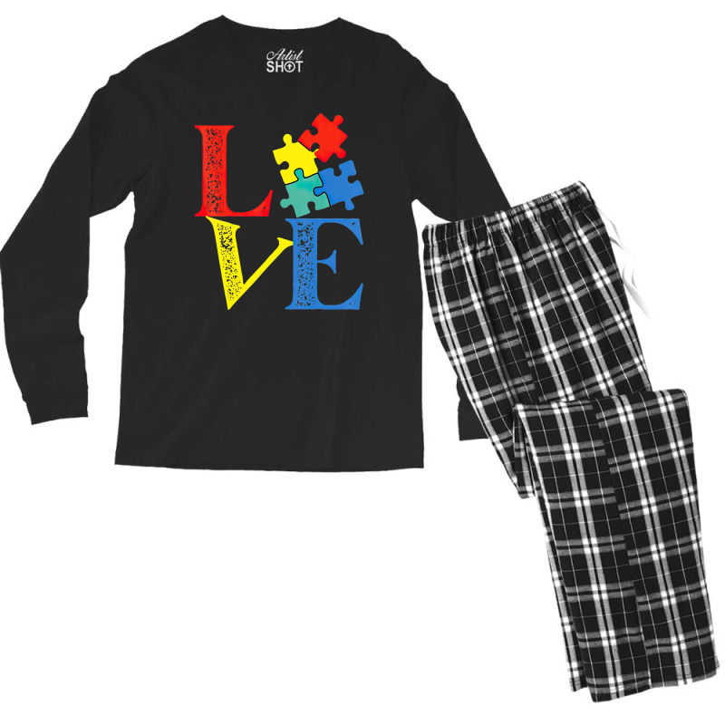 Love Puzzle Autism Awareness Men's Long Sleeve Pajama Set | Artistshot