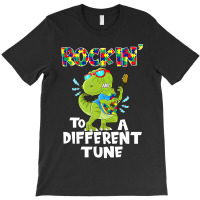 Rockin To A Different Tune Autism Awareness Dinosaur T-shirt | Artistshot