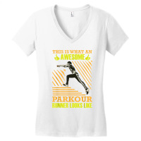 Awesome Parkour Runner Looks Like Free Running Training Jump Women's V-neck T-shirt | Artistshot