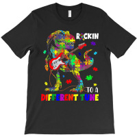 Rockin To A Different Tune Autism Awareness Trex Dinosaur T-shirt | Artistshot