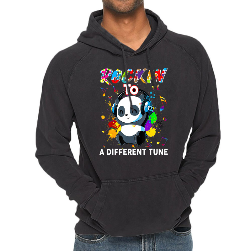 Rockin To A Different Tune Panda Autism Awareness Vintage Hoodie by LeiThompson | Artistshot