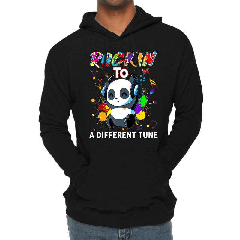 Rockin To A Different Tune Panda Autism Awareness Lightweight Hoodie by LeiThompson | Artistshot