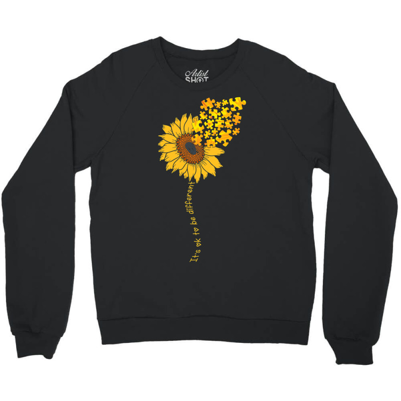 Love Sunflower Puzzle Autism Awareness Crewneck Sweatshirt | Artistshot