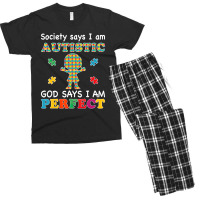 Society Says I Am Autistic God Says I Am Perfect Autism (2) Men's T-shirt Pajama Set | Artistshot