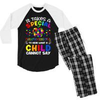 Special Paraprofessional Autism Awareness Men's 3/4 Sleeve Pajama Set | Artistshot