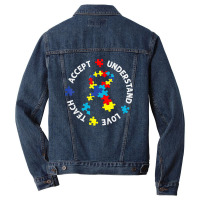 Autism Awareness Teacher Teach Accept Understand Love Men Denim Jacket | Artistshot