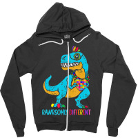 Trex Dino Puzzle Rawrsomely Different Autism Awareness Zipper Hoodie | Artistshot