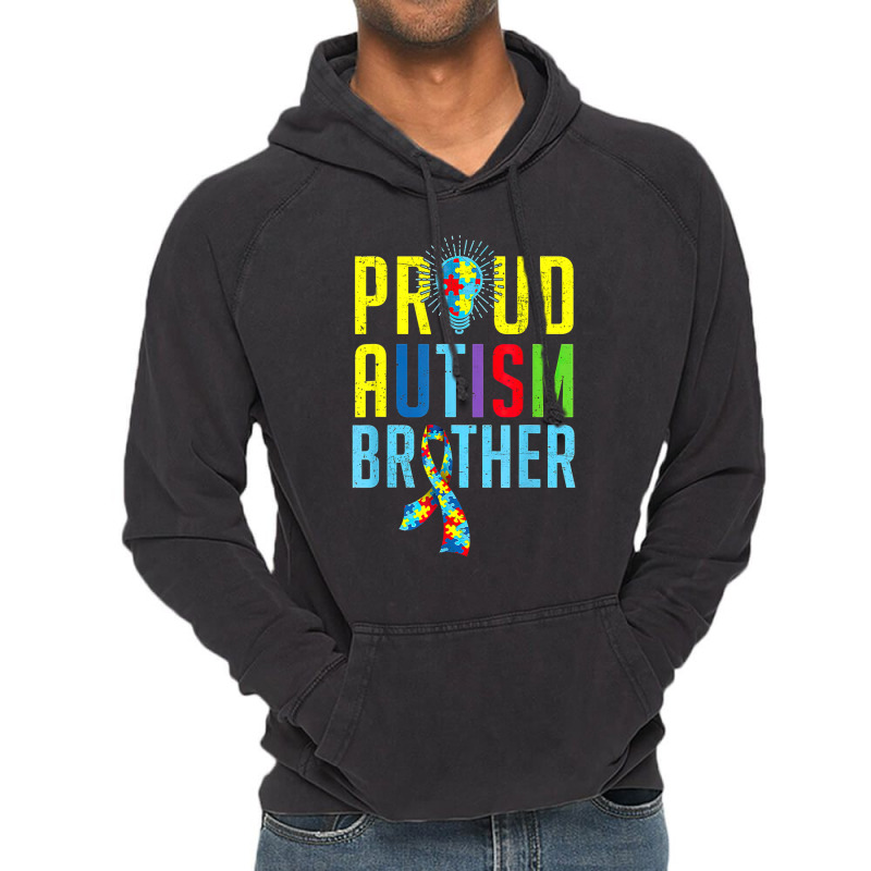 Proud Autism Brother Sibling Autism Awareness Vintage Hoodie | Artistshot