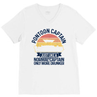 Mens Pontoon Captain Vintage Funny Pontoon Boat Boating Gift T Shirt V-neck Tee | Artistshot