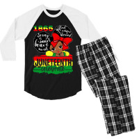 Black Girl Juneteenth 1865 Celebrate Indepedence Day Kids Men's 3/4 Sleeve Pajama Set | Artistshot