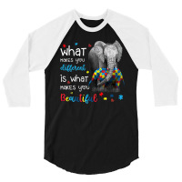 What Makes You Different Elephant Mom Autism Awareness 3/4 Sleeve Shirt | Artistshot