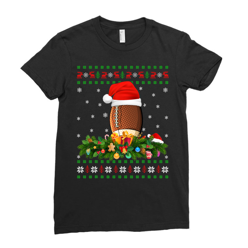 Football American Football Sports Lover Xmas Ugly Rugby Christmas 177  Ladies Fitted T-Shirt by golferu | Artistshot