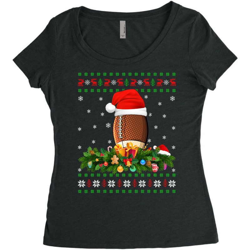 Football American Football Sports Lover Xmas Ugly Rugby Christmas 177  Women's Triblend Scoop T-shirt by golferu | Artistshot