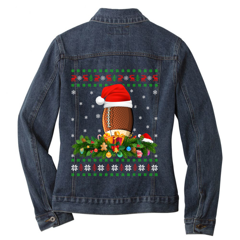 Football American Football Sports Lover Xmas Ugly Rugby Christmas 177  Ladies Denim Jacket by golferu | Artistshot