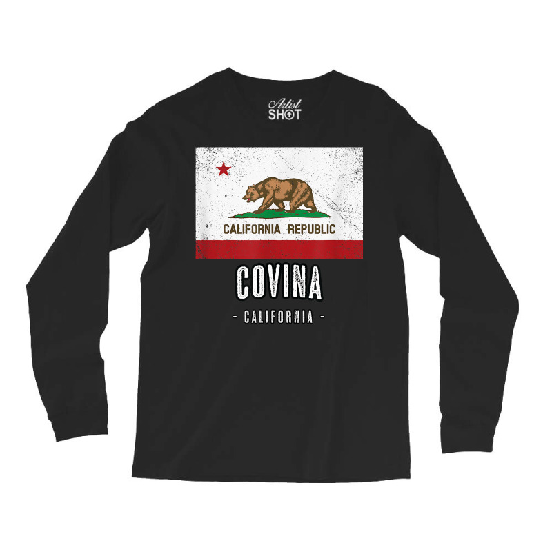 Covina   California  Cali City Souvenir   Ca Flag Top T Shirt Long Sleeve Shirts | Artistshot