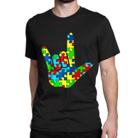 Cool Asl Love Sign Language Autism Awareness Support Classic T-shirt | Artistshot