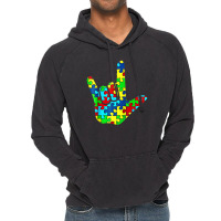 Cool Asl Love Sign Language Autism Awareness Support Vintage Hoodie | Artistshot