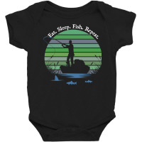 Father's Day Fishing Casting Silouette Eat Sleep Fish Sweatshirt Baby Bodysuit | Artistshot