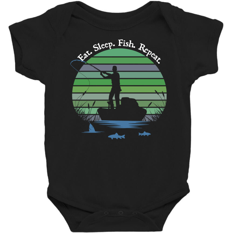 Father's Day Fishing Casting Silouette Eat Sleep Fish Sweatshirt Baby Bodysuit | Artistshot