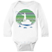 Father's Day Fishing Casting Silouette Eat Sleep Fish Sweatshirt Long Sleeve Baby Bodysuit | Artistshot