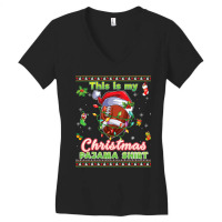 Football This Is My Christmas Pajama Football Sweater Ugly Xmas 429 Women's V-neck T-shirt | Artistshot