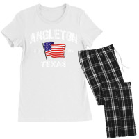 Angleton Texas Tx Usa Stars & Stripes Vintage Style Women's Pajamas Set | Artistshot