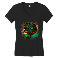 Juneteenth Melanin Black Women Natural Hair Afro Word Art Women's V-neck T-shirt | Artistshot