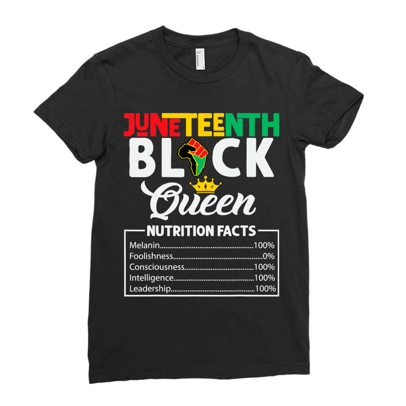 Juneteenth Womens Black Queen Nutritional Facts Freedom Day Ladies Fitted T-Shirt by nhan0105 | Artistshot