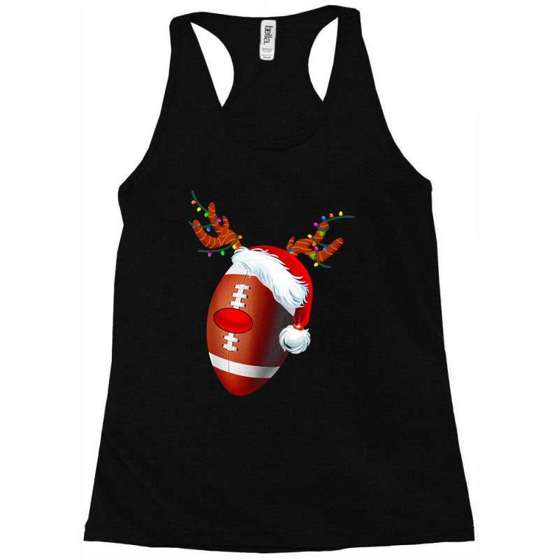 Football Christmas Football Santa Hat Reindeer Red Nose Funny Light 11 Racerback Tank by golferu | Artistshot