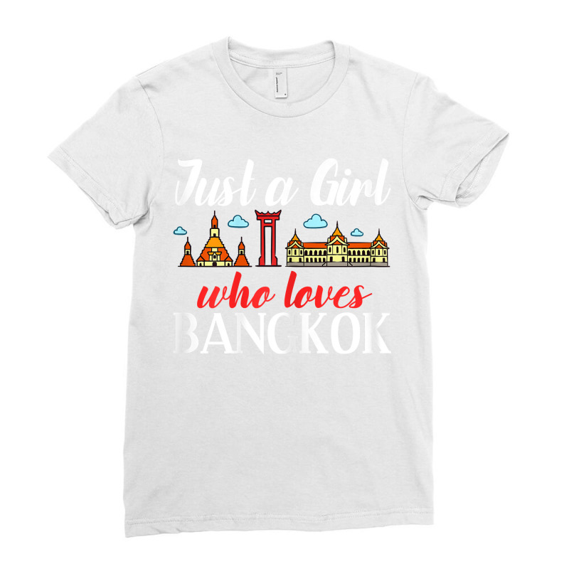 Bangkok Thailand City Trip Skyline Map Ladies Fitted T-Shirt by PhoebeHaggett | Artistshot