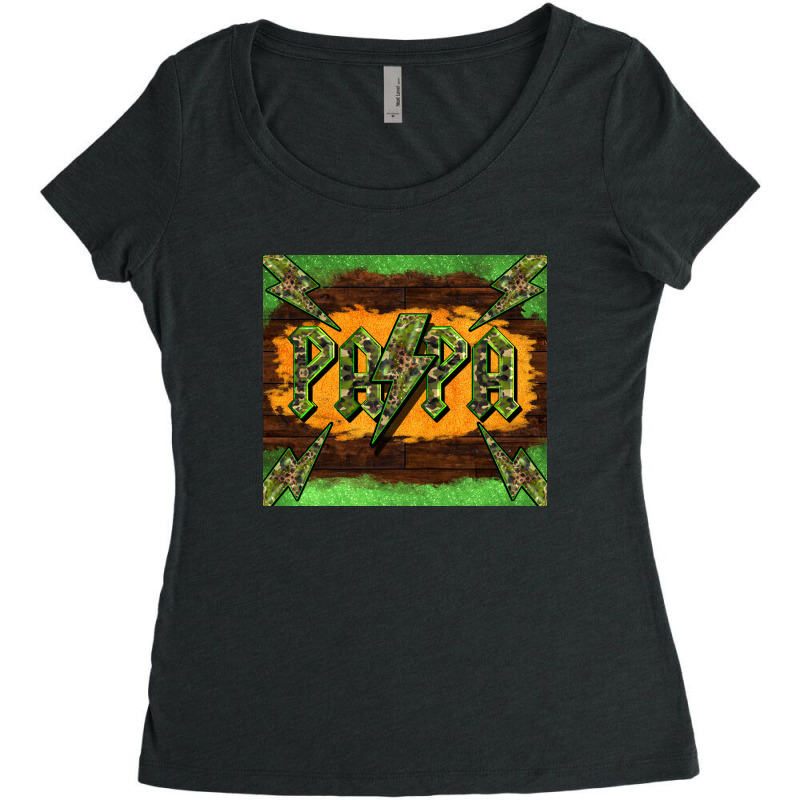 Papa  Lightning Camouflage Women's Triblend Scoop T-shirt by BarkalooDesign | Artistshot