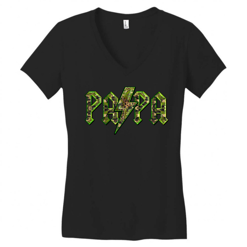 Papa  Lightning Camouflage Women's V-Neck T-Shirt by BarkalooDesign | Artistshot