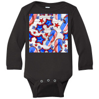 4th Of July Flip Flops Seamless Pattern Long Sleeve Baby Bodysuit | Artistshot