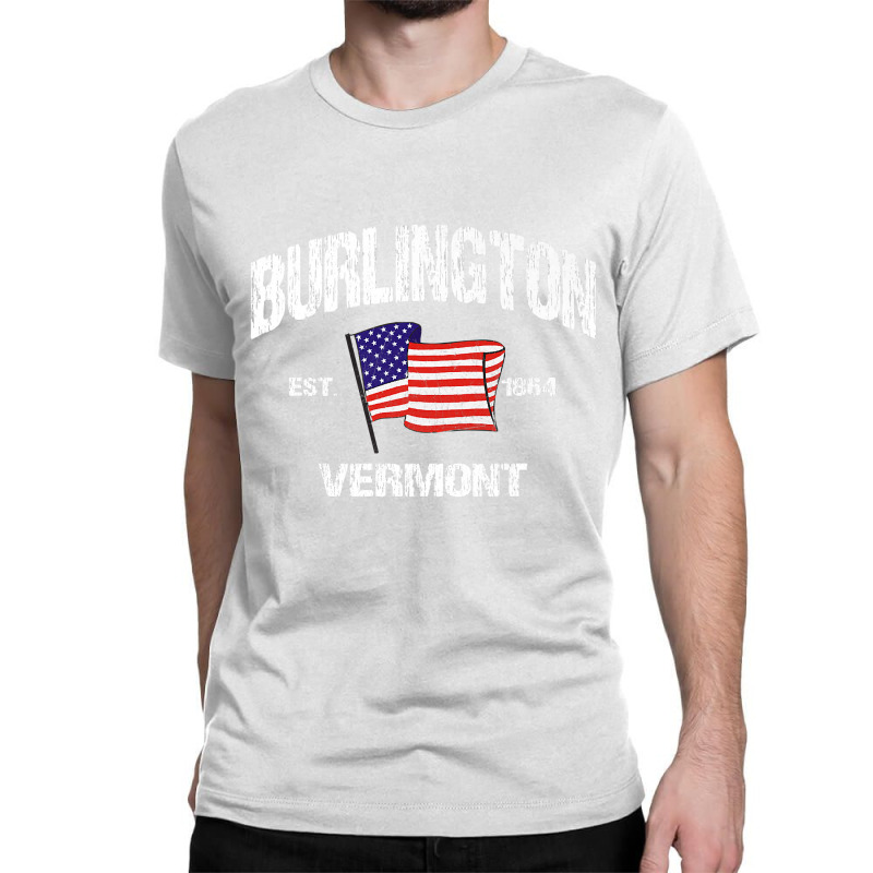 Burlington Vermont Vt Usa Stars & Stripes Vintage Style Premium Classic T-shirt | Artistshot