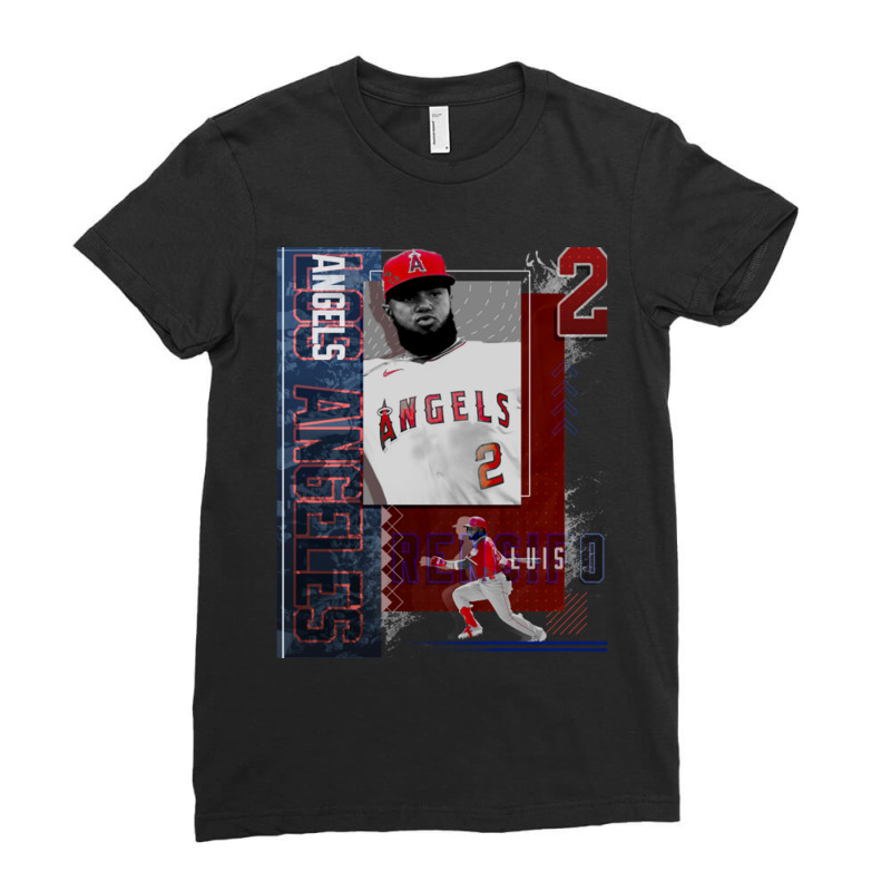 Luis Rengifo Baseball Paper Poster Angels 2 Ladies Fitted T-Shirt by kr205 | Artistshot