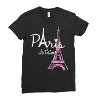 I Love Paris Eiffel Tower France T Shirt French Souvenir T Shirt Ladies Fitted T-shirt | Artistshot