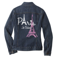 I Love Paris Eiffel Tower France T Shirt French Souvenir T Shirt Ladies Denim Jacket | Artistshot