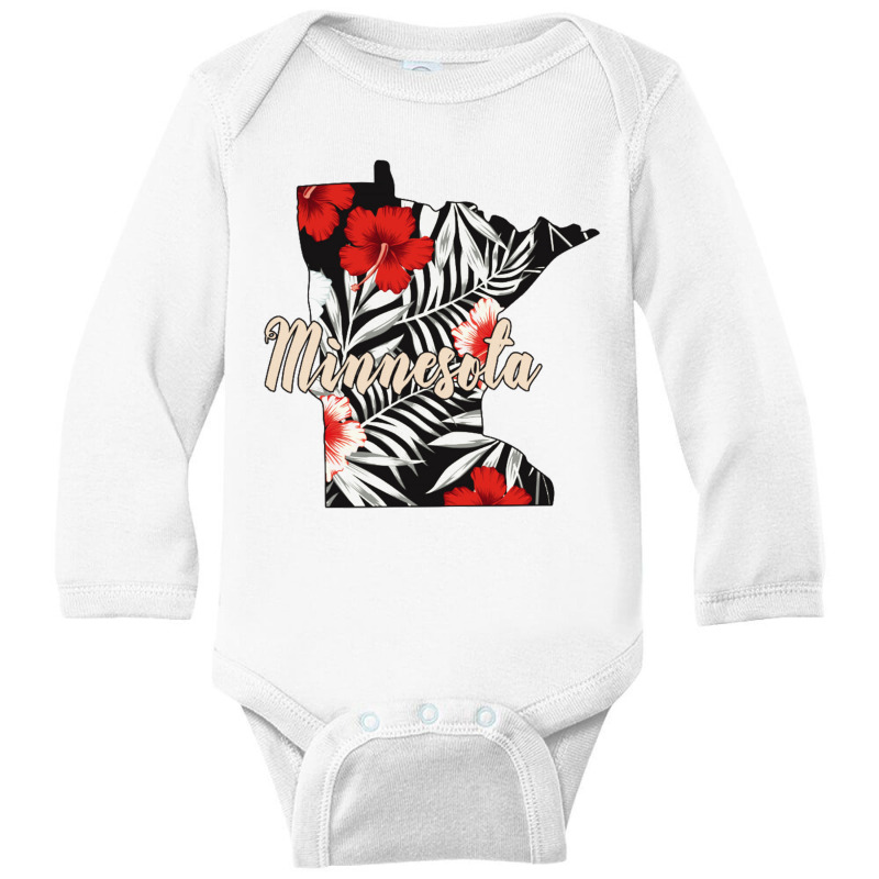 Minnesota Map Long Sleeve Baby Bodysuit | Artistshot