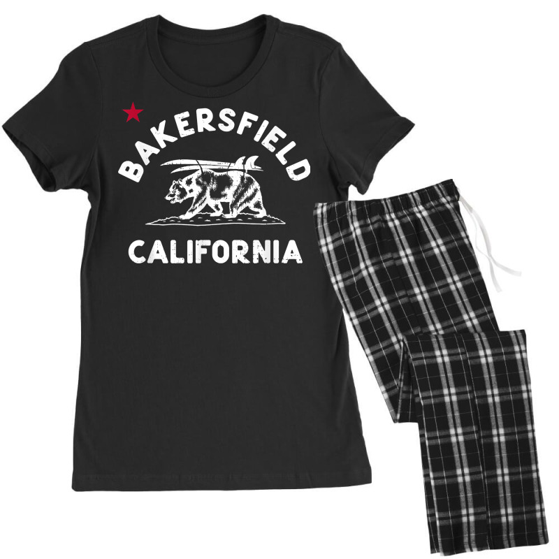 Bakersfield California Beach Flag Bear Surf Ca Vintage T Shirt Women's Pajamas Set by webberoliveria | Artistshot