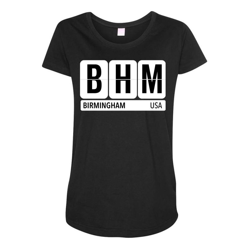 Bhm Birmingham Alabama Usa Travel Souvenir Black Text Pullover Hoodie Maternity Scoop Neck T-shirt by adrienskradski | Artistshot