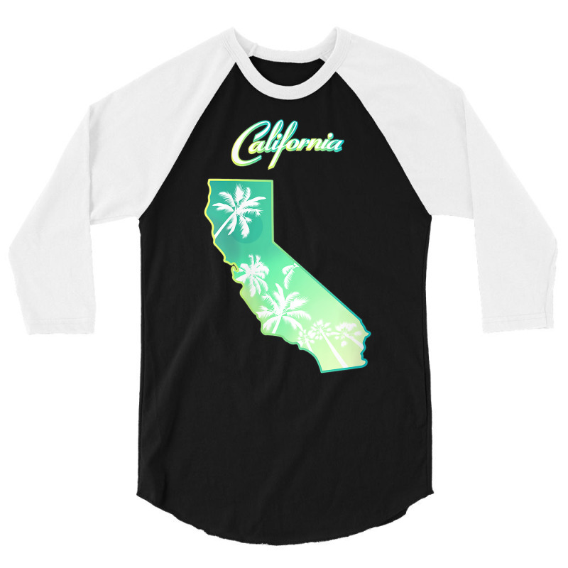 Womens California Map, Palm Trees View From Below In Los Angeles V Nec 3/4 Sleeve Shirt | Artistshot